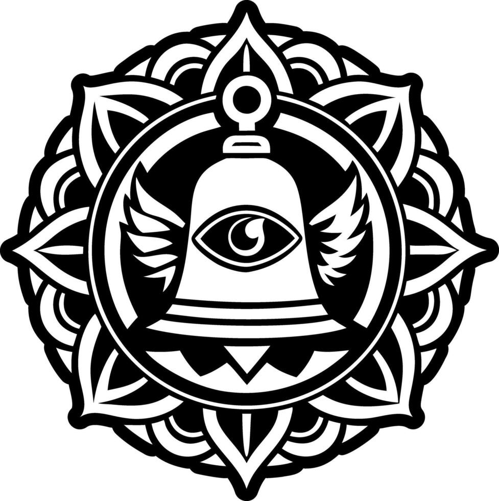 Sacred bell symbol icon in solid style vector