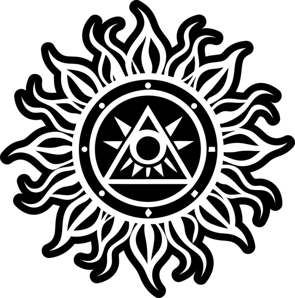 A filled style icon of alchemical sun vector