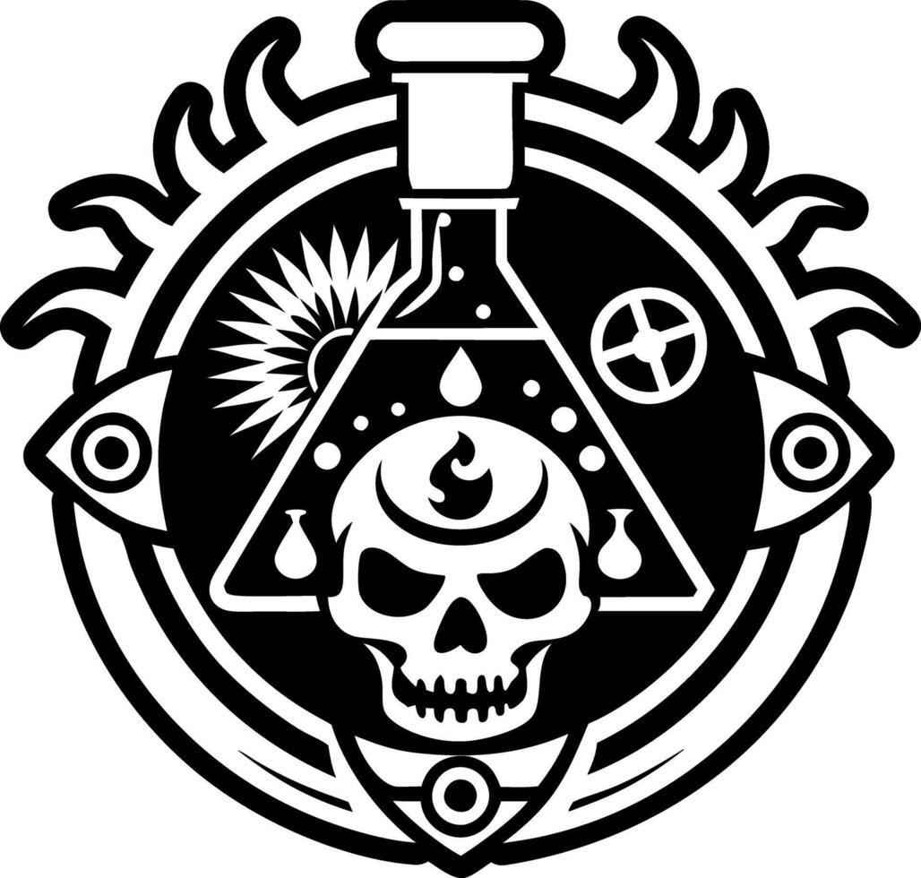 A solid icon of alchemist laboratory symbol vector