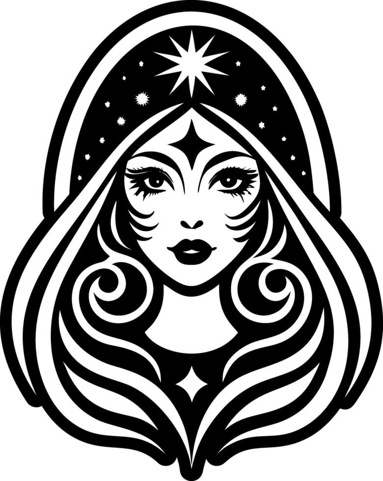 A solid style icon of mystic woman symbol vector