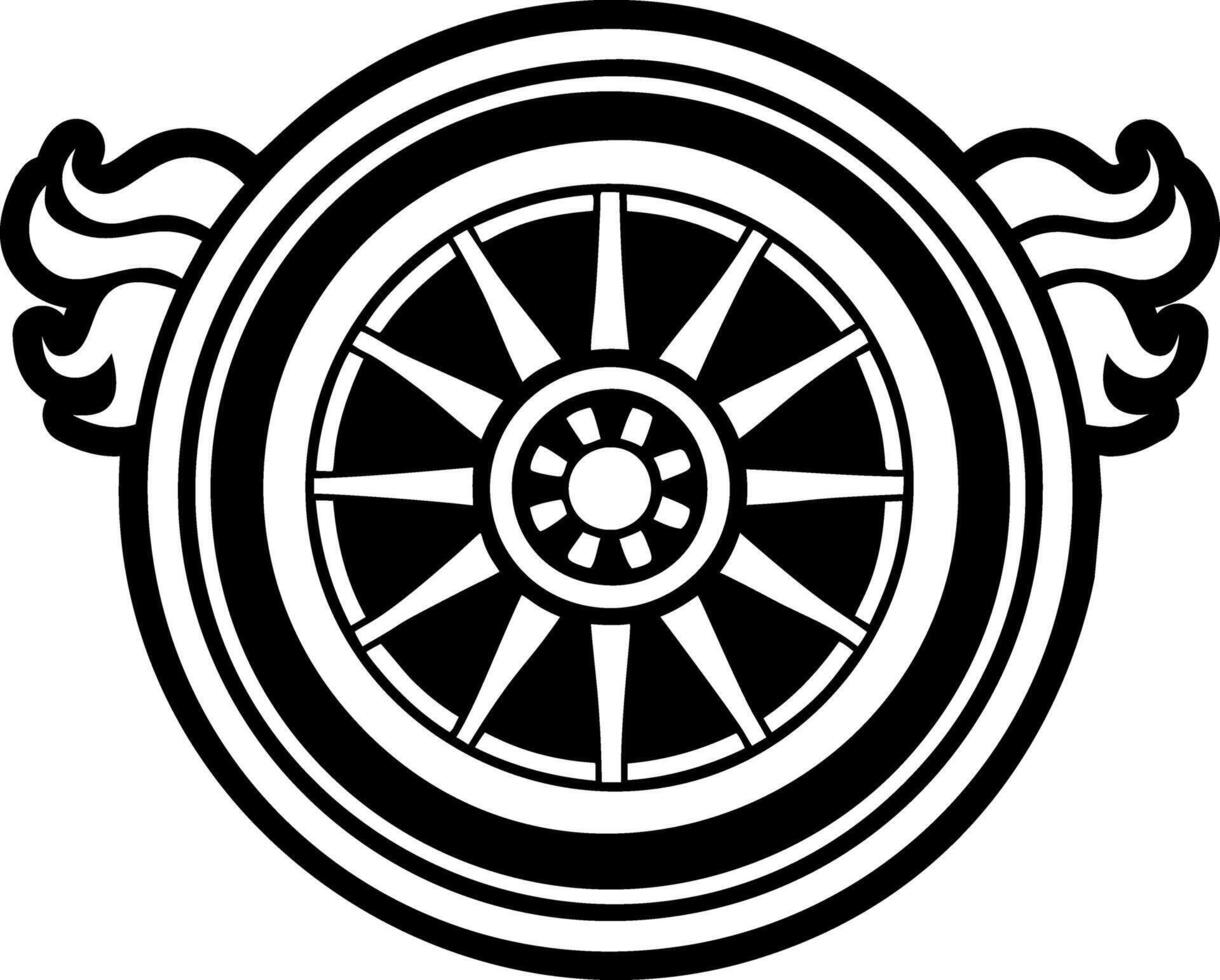 Chariot wheel icon in filled style vector