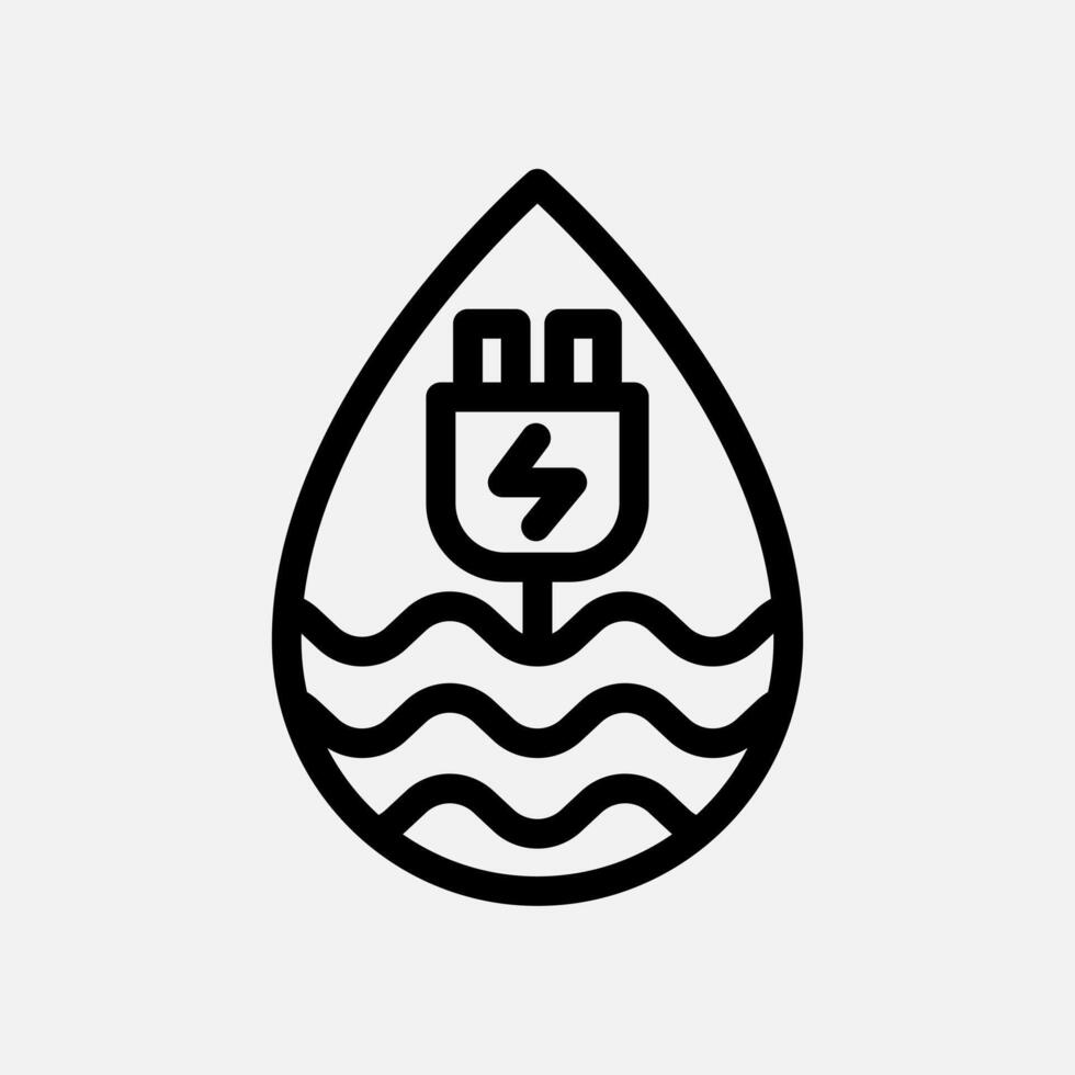 Water energy and charging icon line, free energy, ecology, renewable and green energy concept. Linear and lineart icon. vector