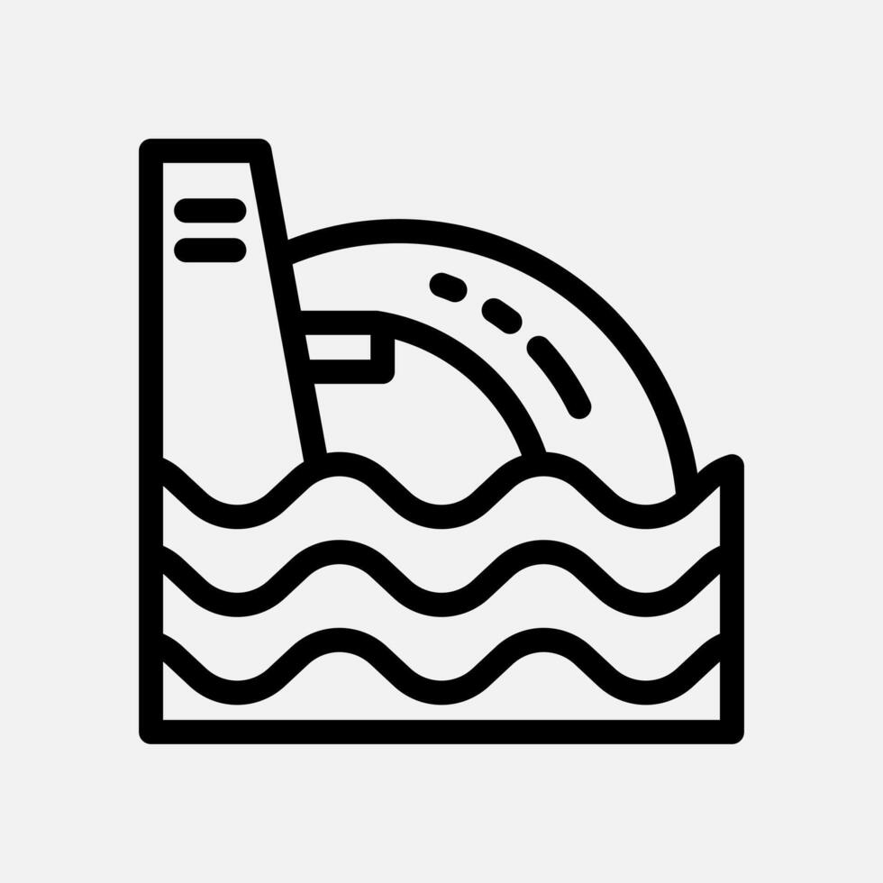 Water dam icon line, free energy, ecology, renewable and green energy concept. Linear and lineart icon. vector