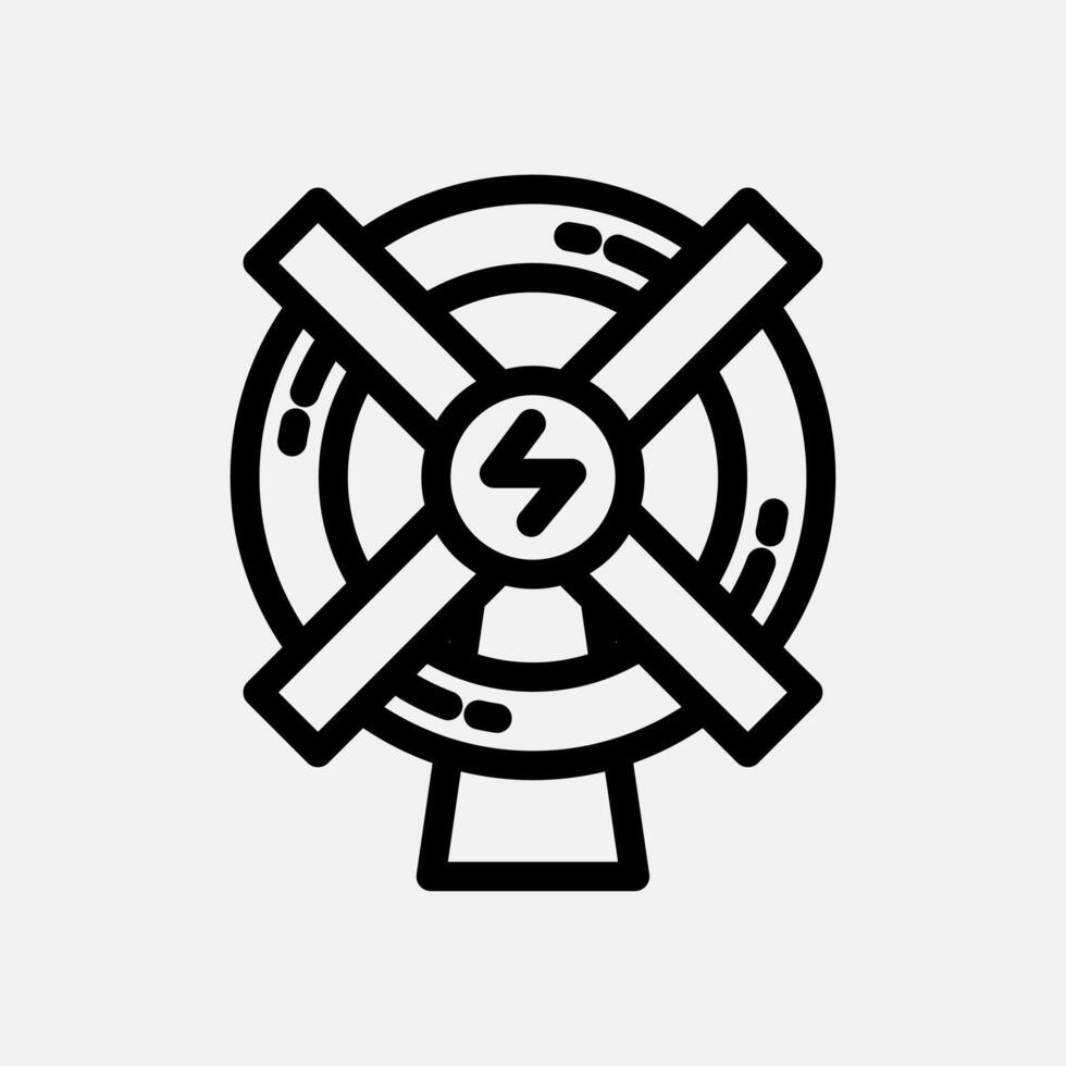 Windmill icon line, free energy, ecology, renewable and green energy concept. Linear and lineart icon. vector