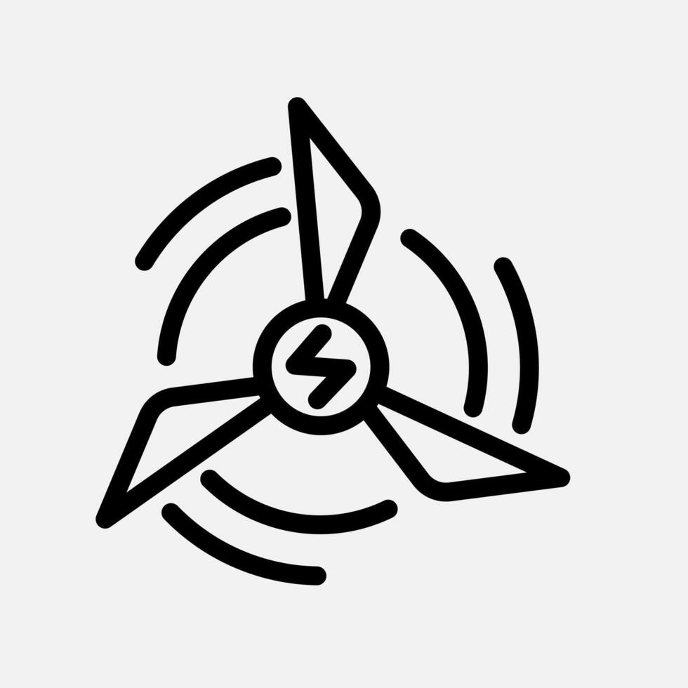turbine wind energy icon line, free energy, ecology, renewable and green energy concept. Linear and lineart icon. vector