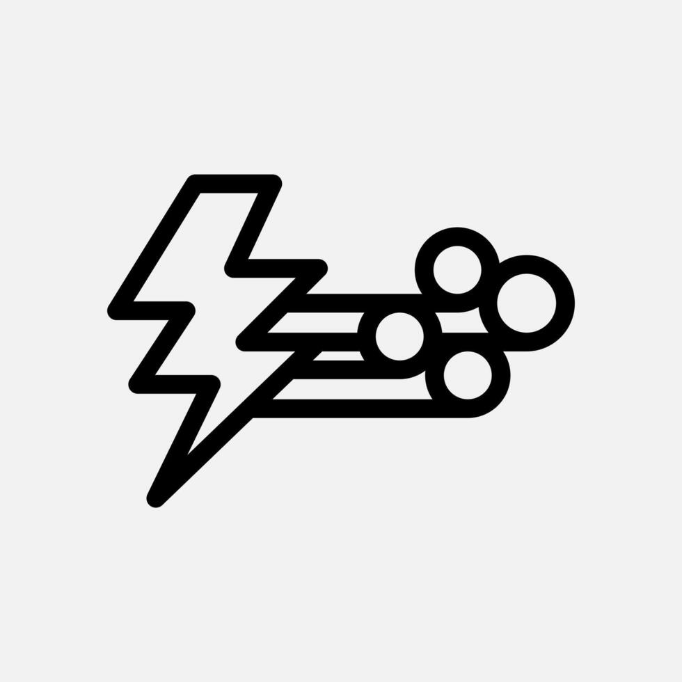 wind and bolt icon line, free energy, ecology, renewable and green energy concept. Linear and lineart icon. vector