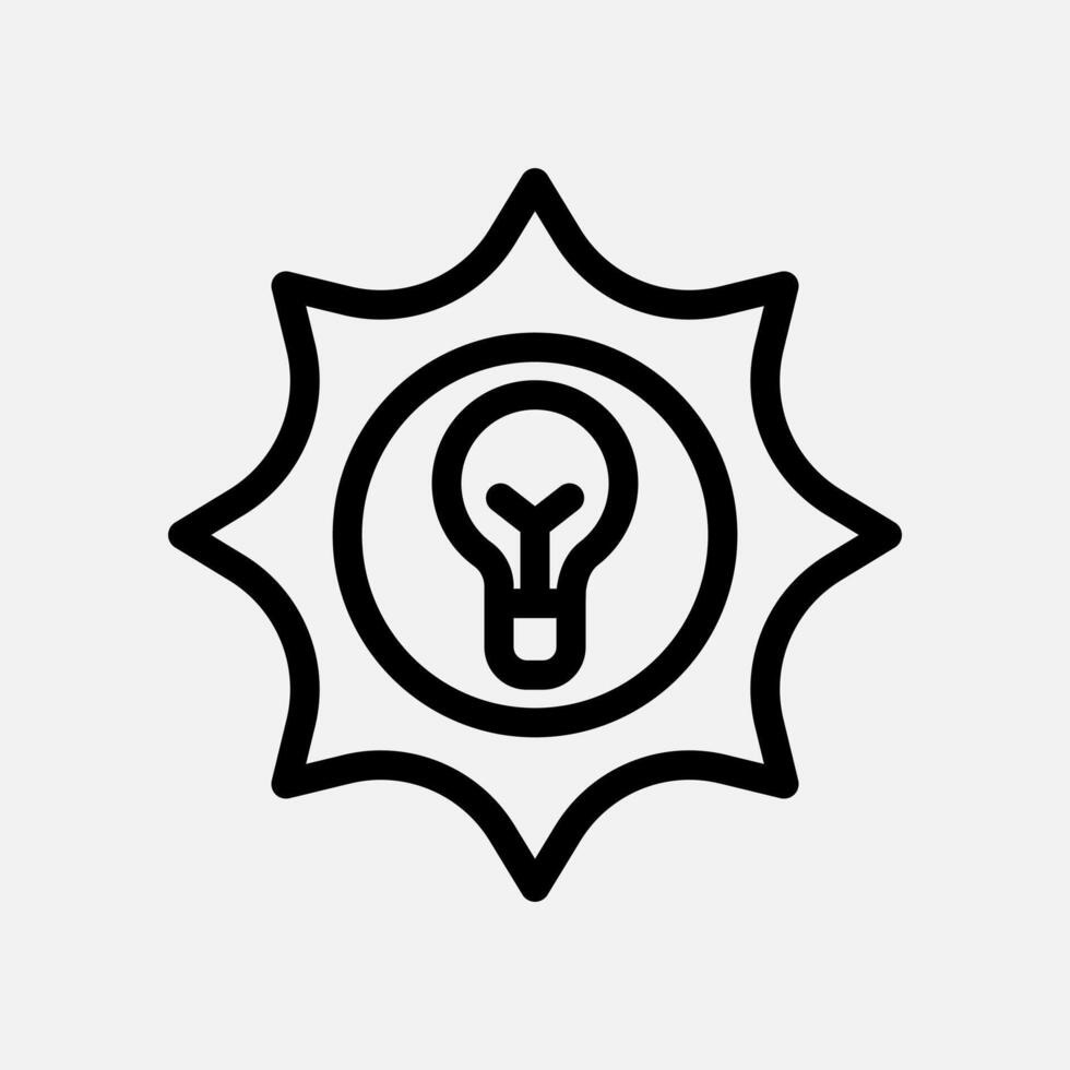 sun energy and bulb lamp icon line, free energy, ecology, renewable and green energy concept. Linear and lineart icon. vector