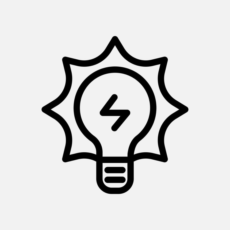 bulb lamp sun energy u icon line, free energy, ecology, renewable and green energy concept. Linear and lineart icon. vector