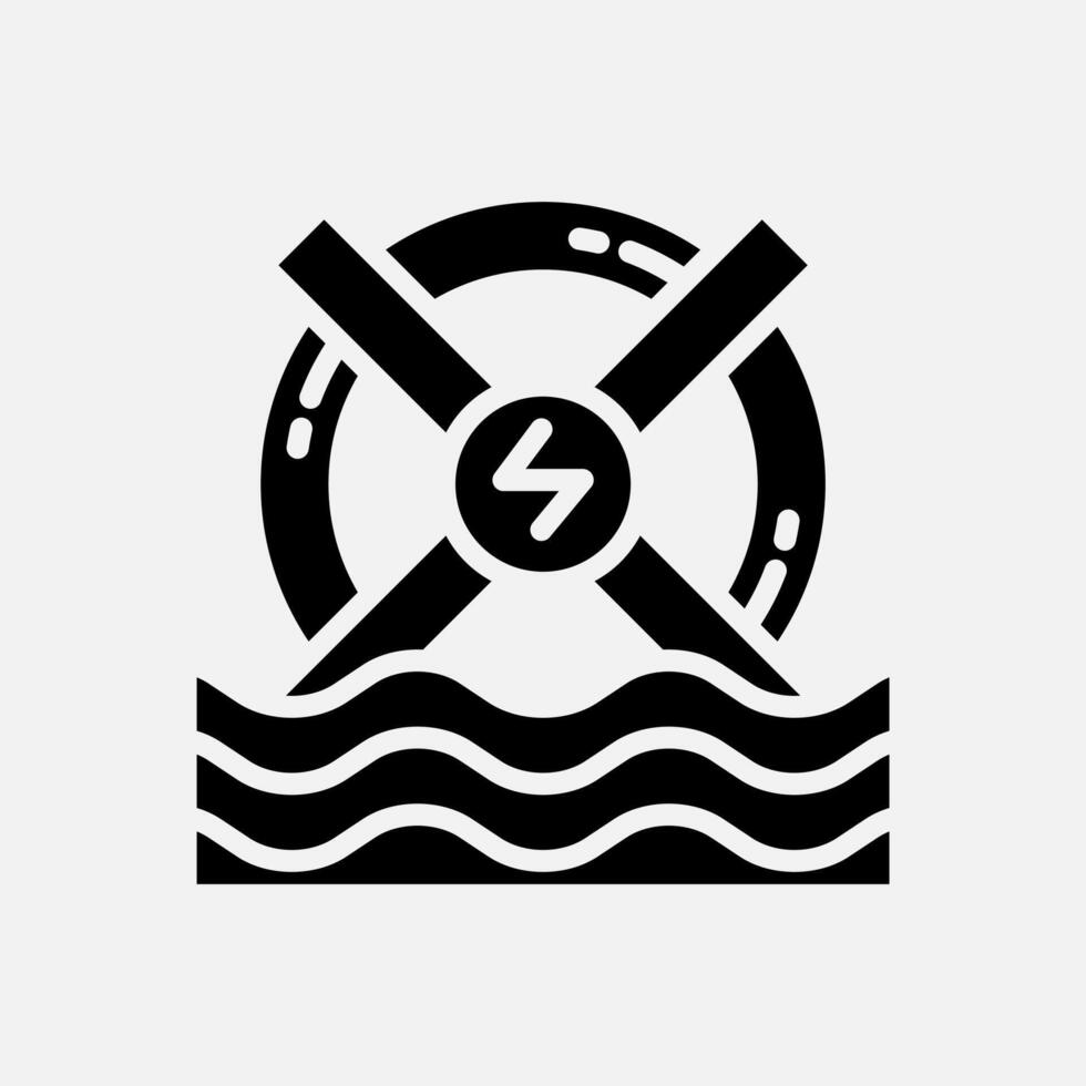 Water wheel icon Glyph, free energy, ecology, renewable and green energy concept. Black and solid icon. vector