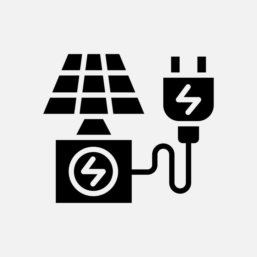 solar energy charging icon Glyph, free energy, ecology, renewable and green energy concept. Black and solid icon. vector