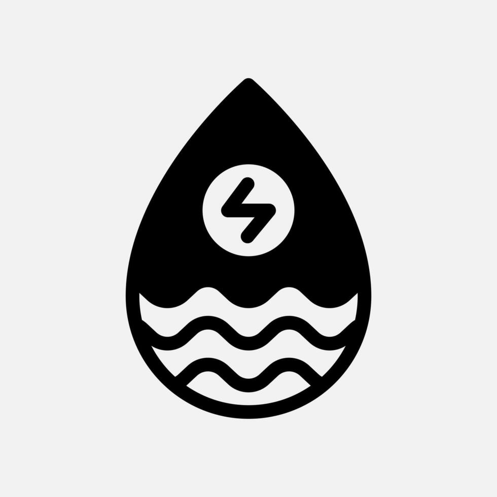 Water energy icon Semi solid, free energy, ecology, renewable and green energy concept. Black and semi solid icon. vector