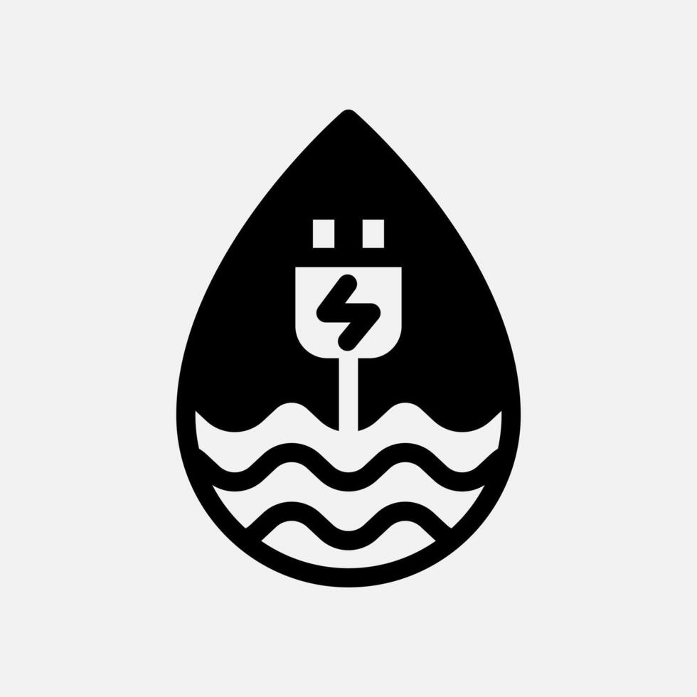 Water energy and charging icon Semi solid, free energy, ecology, renewable and green energy concept. Black and semi solid icon. vector