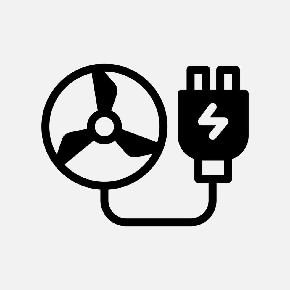 turbine and charge icon Semi solid, free energy, ecology, renewable and green energy concept. Black and semi solid icon. vector