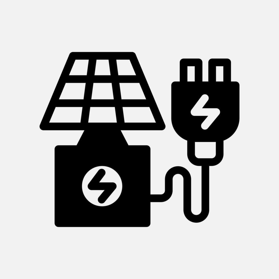 solar energy charging icon Semi solid, free energy, ecology, renewable and green energy concept. Black and semi solid icon. vector