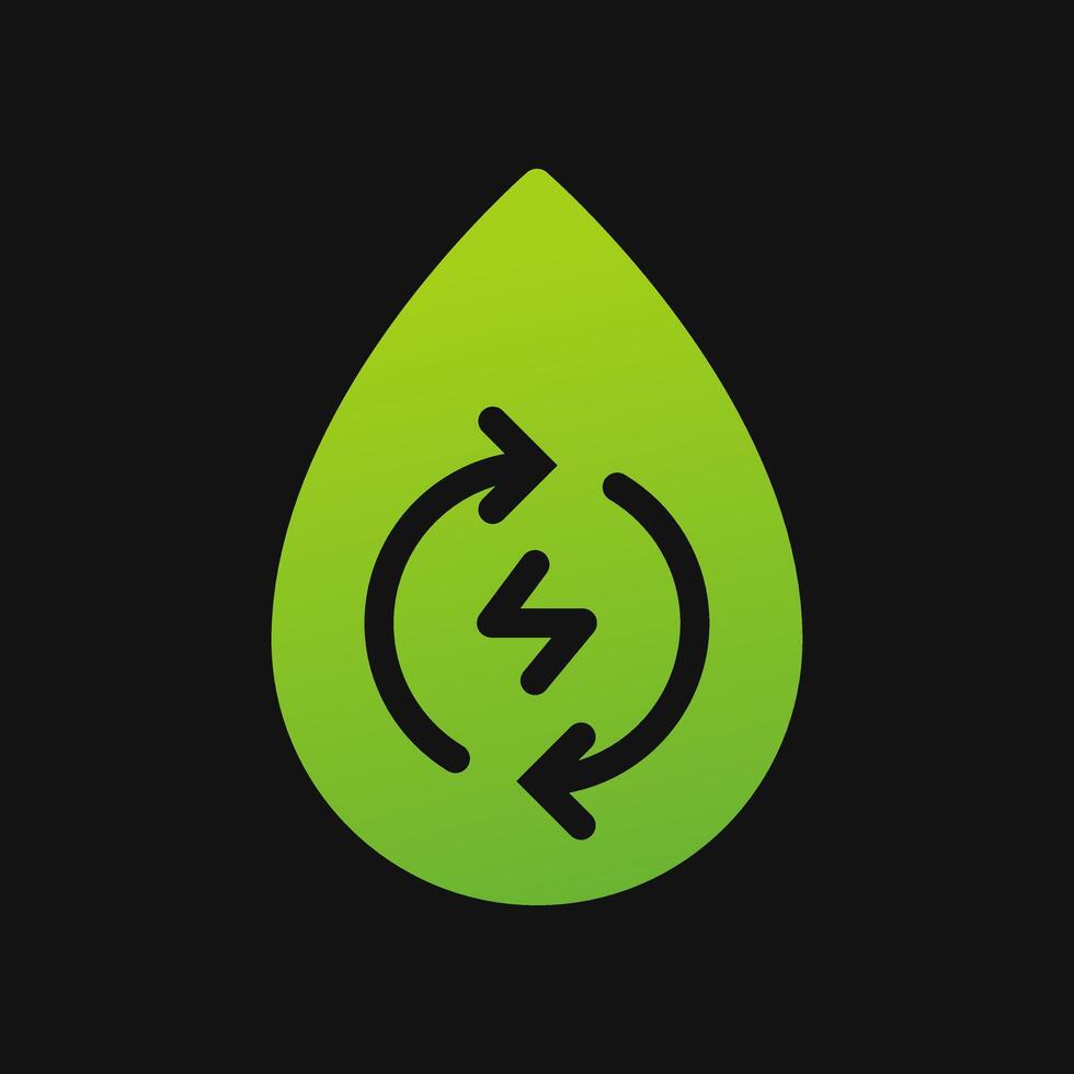 water recycle energy icon Glyph color, free energy, ecology, renewable and green energy concept. Solid with Gradient color icon. vector