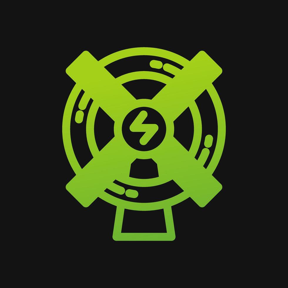 Windmill icon Glyph color, free energy, ecology, renewable and green energy concept. Solid with Gradient color icon. vector