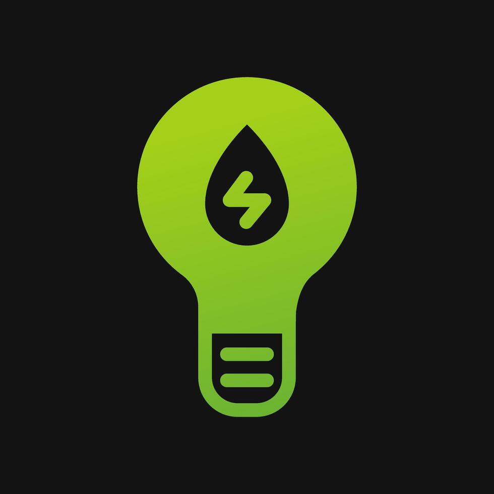 Bulb lamp and water energy icon Glyph color, free energy, ecology, renewable and green energy concept. Solid with Gradient color icon. vector