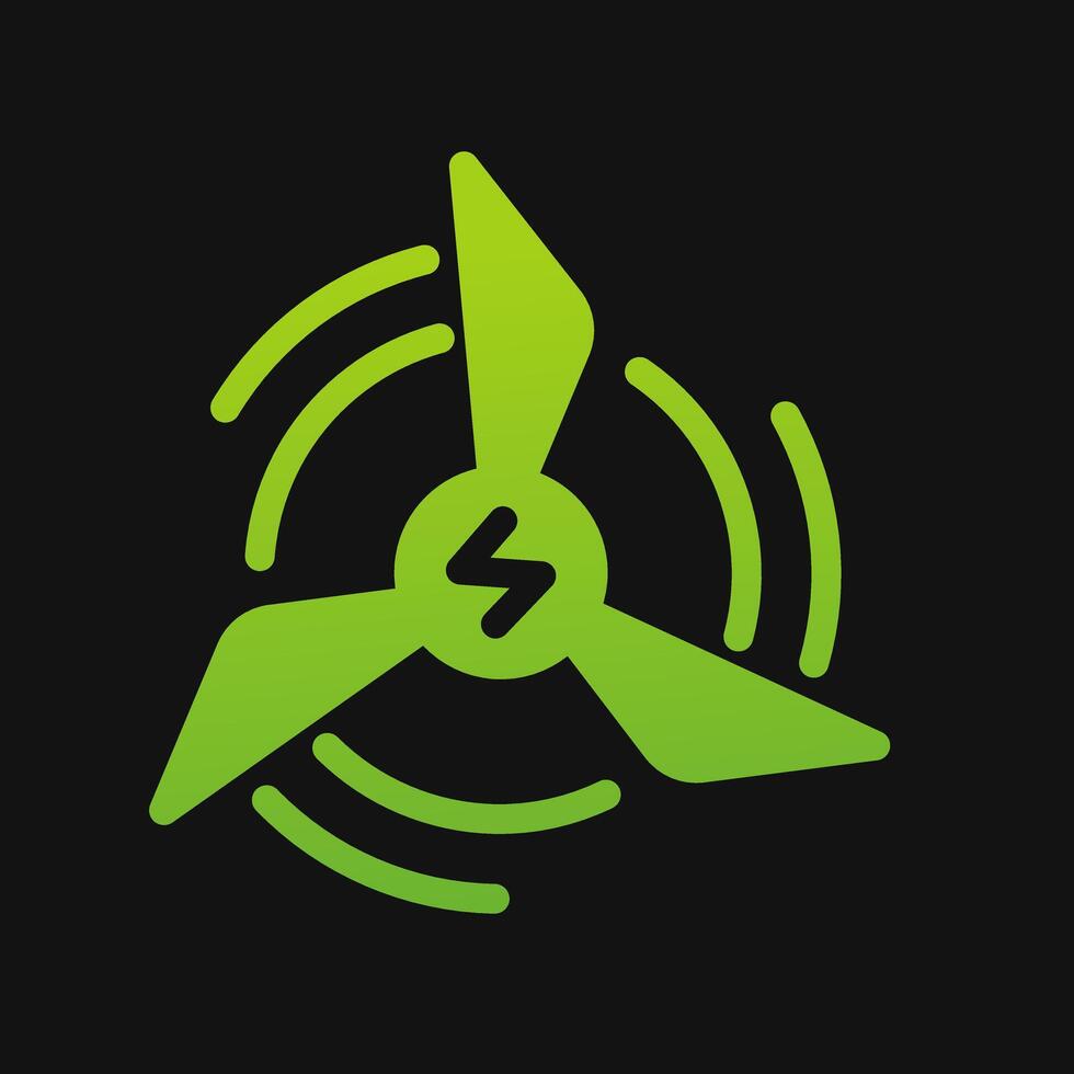 turbine wind energy icon Glyph color, free energy, ecology, renewable and green energy concept. Solid with Gradient color icon. vector