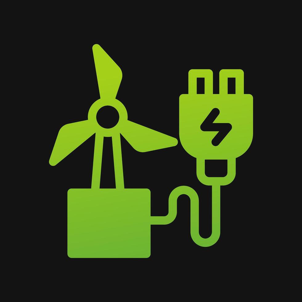 windmill charge icon Glyph color, free energy, ecology, renewable and green energy concept. Solid with Gradient color icon. vector