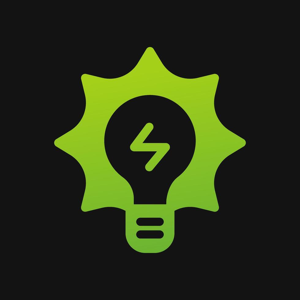 bulb lamp sun energy u icon Glyph color, free energy, ecology, renewable and green energy concept. Solid with Gradient color icon. vector
