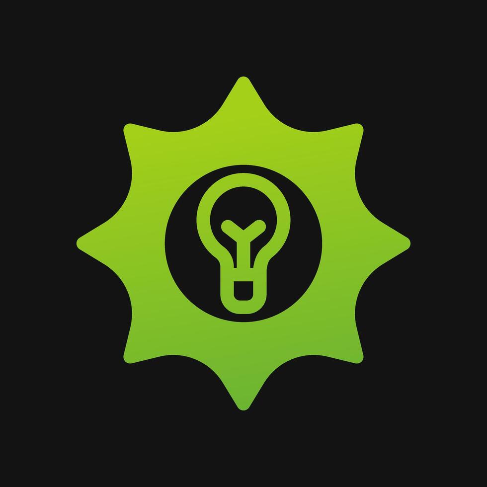 sun energy and bulb lamp icon Glyph color, free energy, ecology, renewable and green energy concept. Solid with Gradient color icon. vector