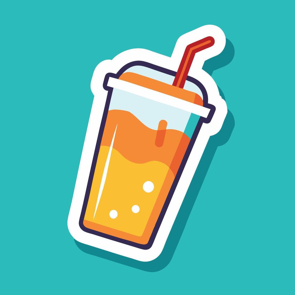 Fresh mango juice in glass with mint and cocktail straw on white realistic vector