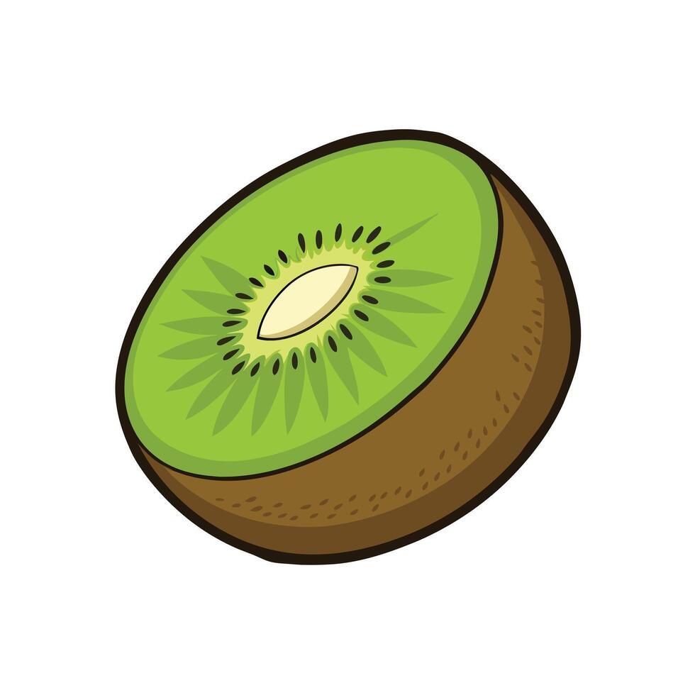 Ripe kiwi on a white background. Cartoon design. vector