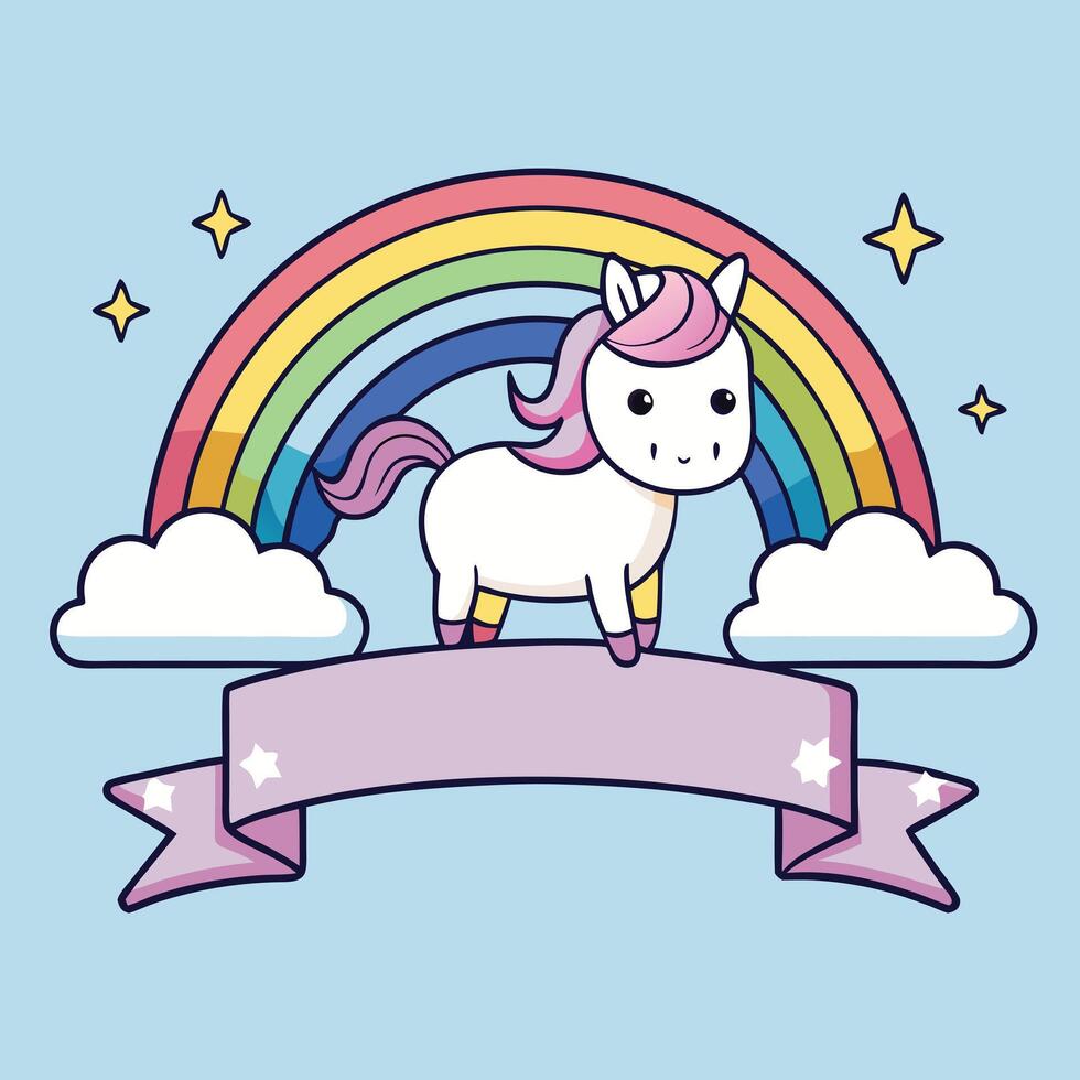 Unicorn playing on cloud vector