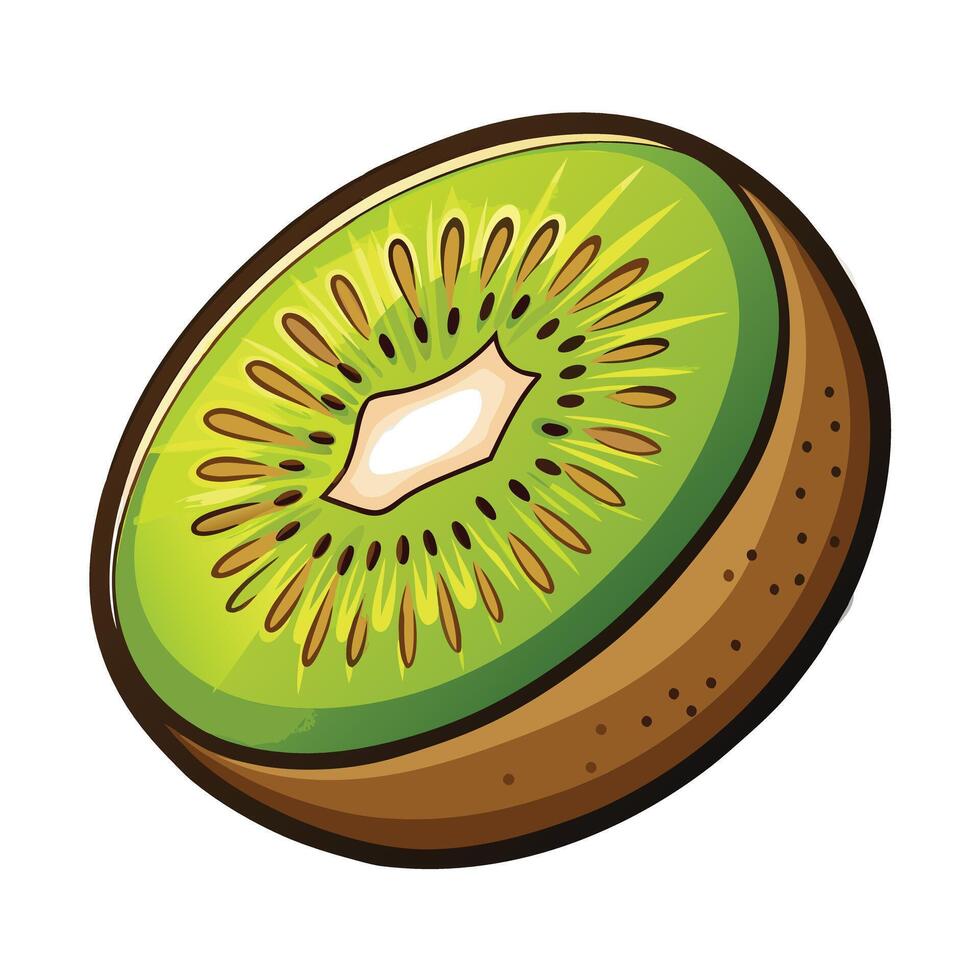 Cute doodle art kiwi fruit vector
