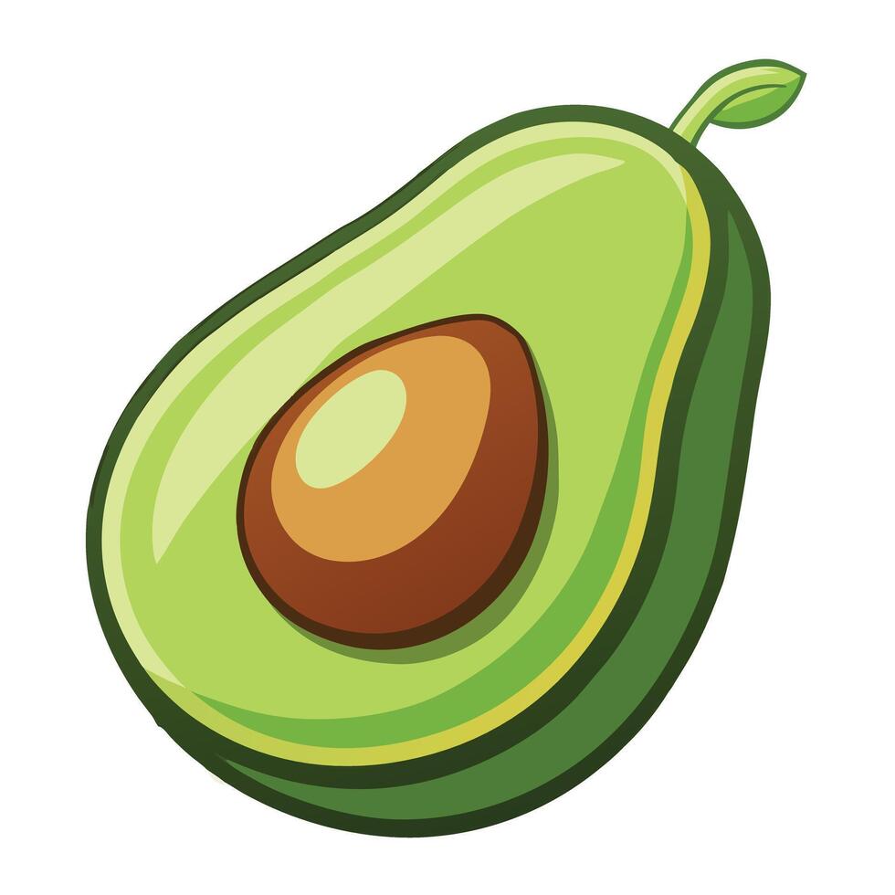 A cut in half of a avocado with a yellow outline vector