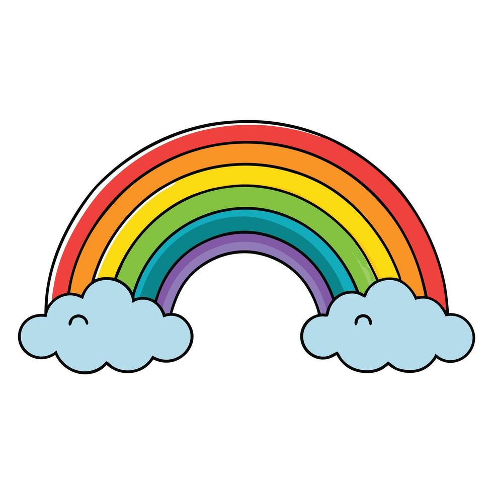 Cute rainbow and clouds pink background stylish design vector