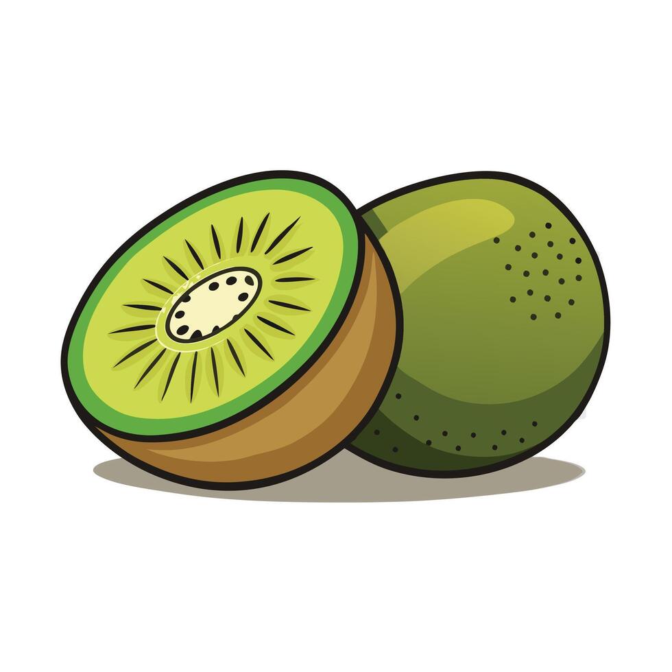 Whole and half cut kiwi isolated on white background vector
