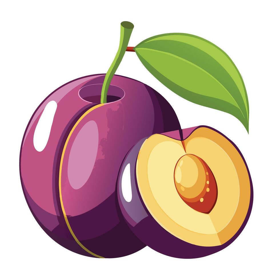 Plum fruit cartoon isolated vector