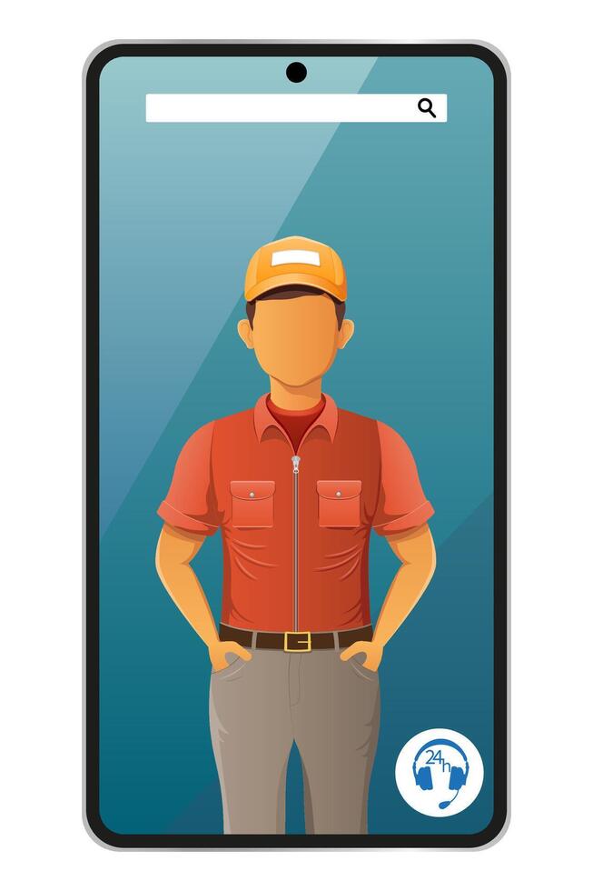 delivery man phone courier illustration isolated on white background vector