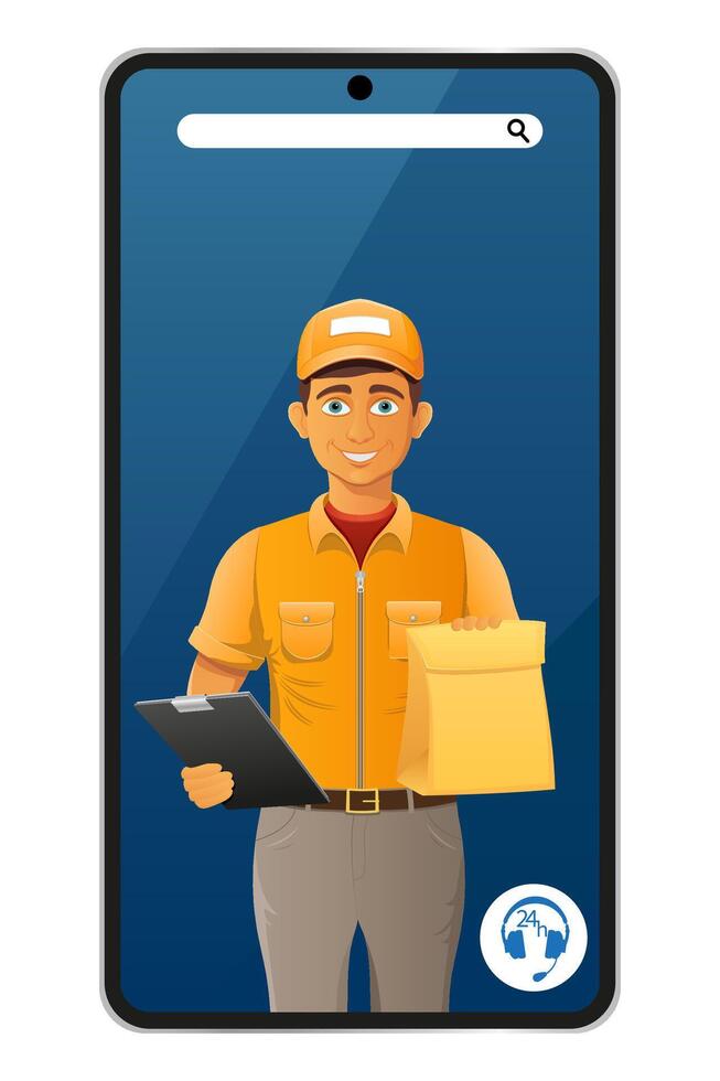 delivery man phone call courier service illustration vector