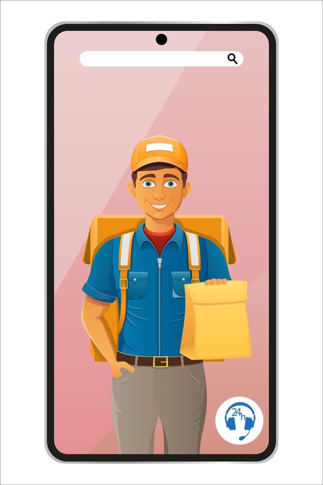 delivery man phone call courier service illustration isolated vector