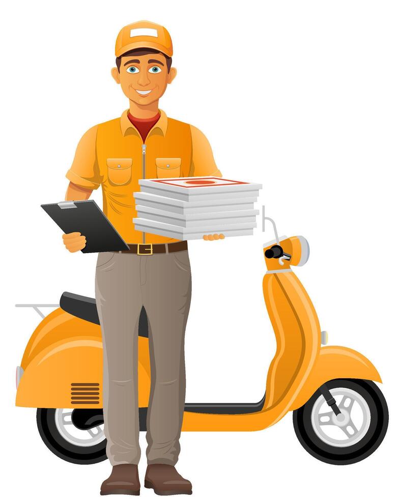 delivery man on scooter courier service illustration isolated vector