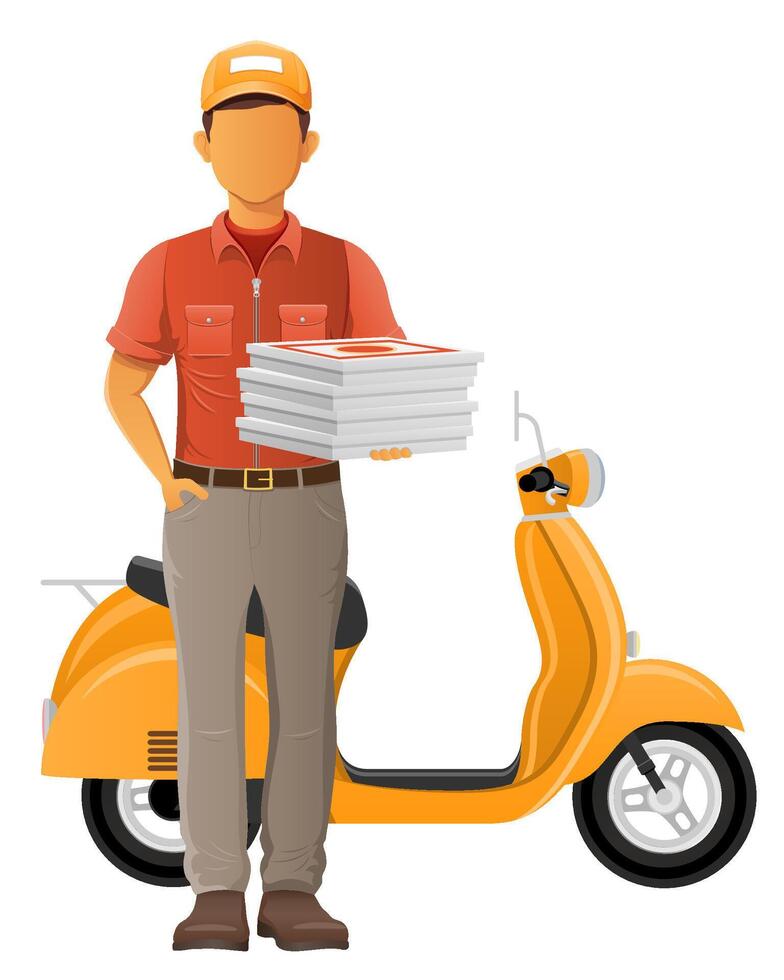 delivery man on scooter bike courier service vector