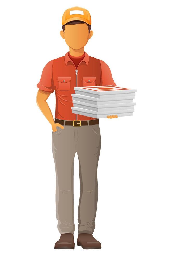 delivery young man cartoon illustration isolated on background vector