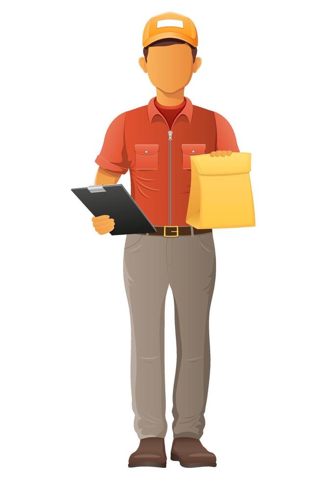 delivery young man courier service cartoon illustration isolated background vector