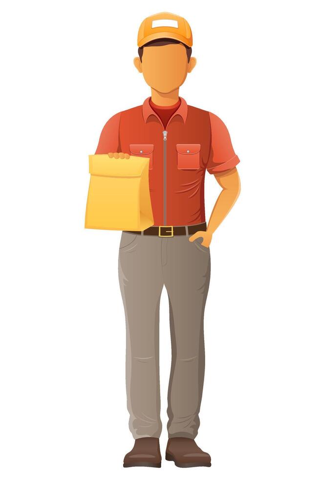 delivery young man courier express illustration isolated on background vector