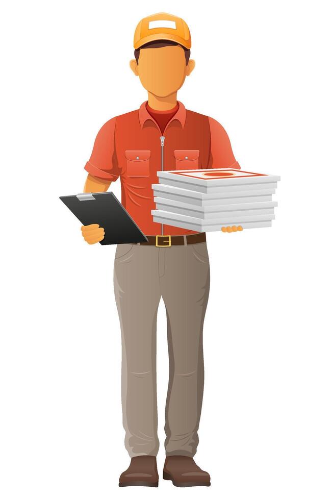 delivery young man courier service fast express cartoon illustration isolated background vector
