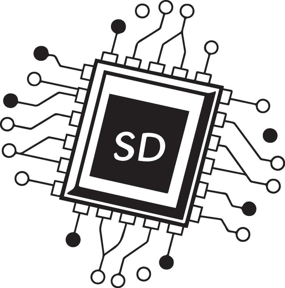 a graphic design of a computer chip with the letters SD vector