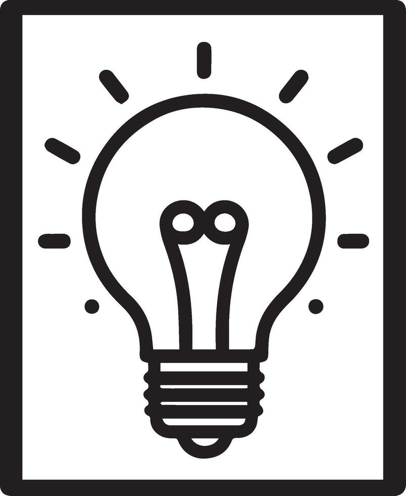 a light bulb on top of a blank rectangular frame. vector