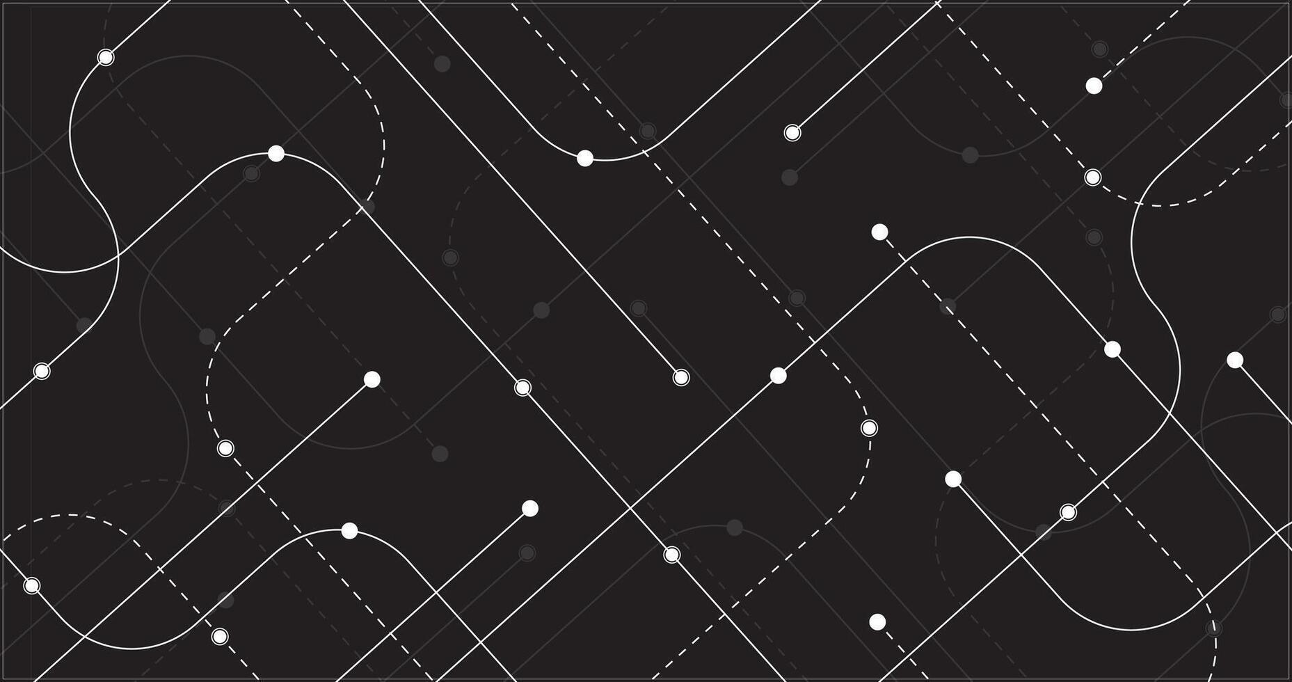 circuit abstract lines background in dark grey with white paths vector