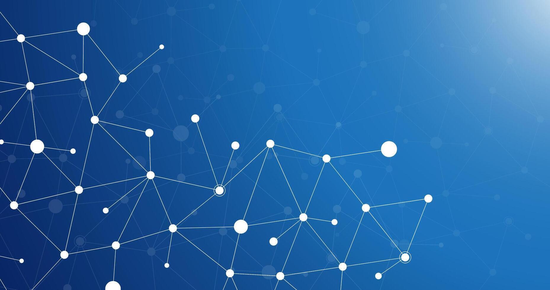 cyber data information lines connecting to network in blue background template vector