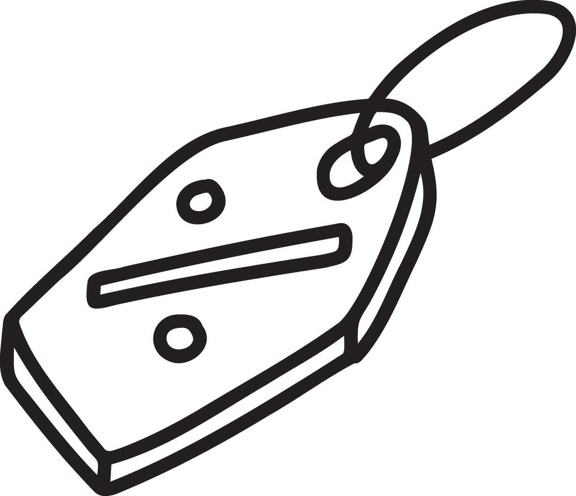 Cardboard label with rope. Empty template for cardboard tag. Hand-drawn store discount. Cartoon outline illustration vector