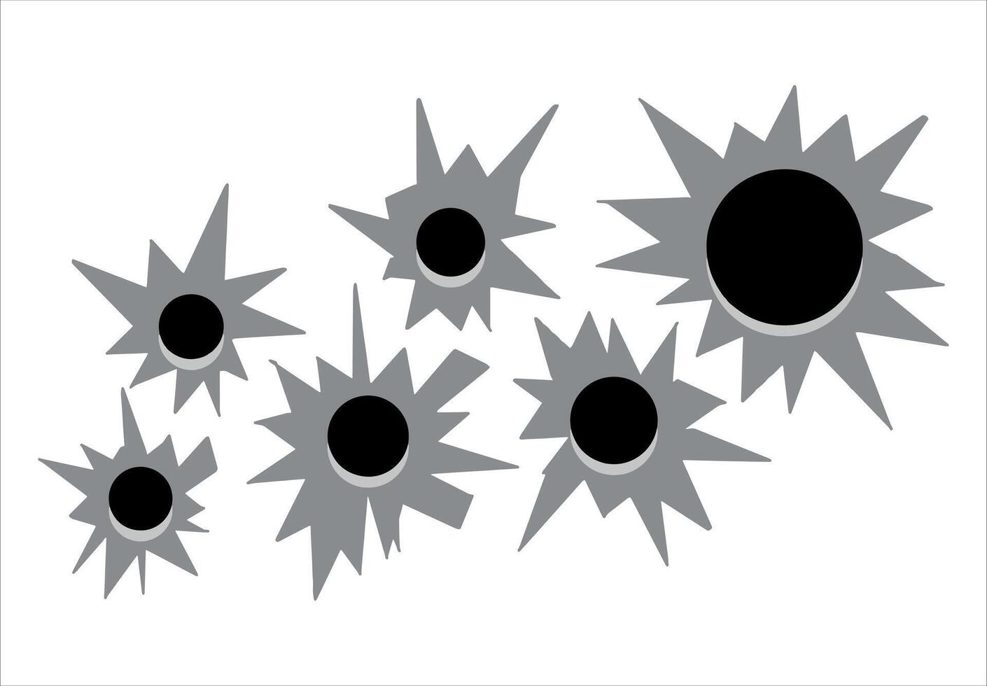 A group of bullet holes on a white background vector