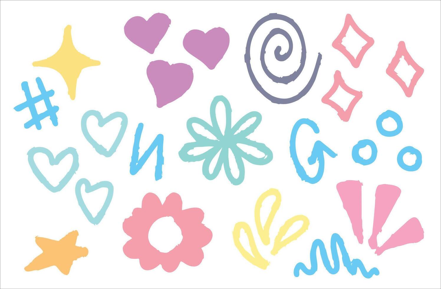 A set of colorful doodles on a white background vector