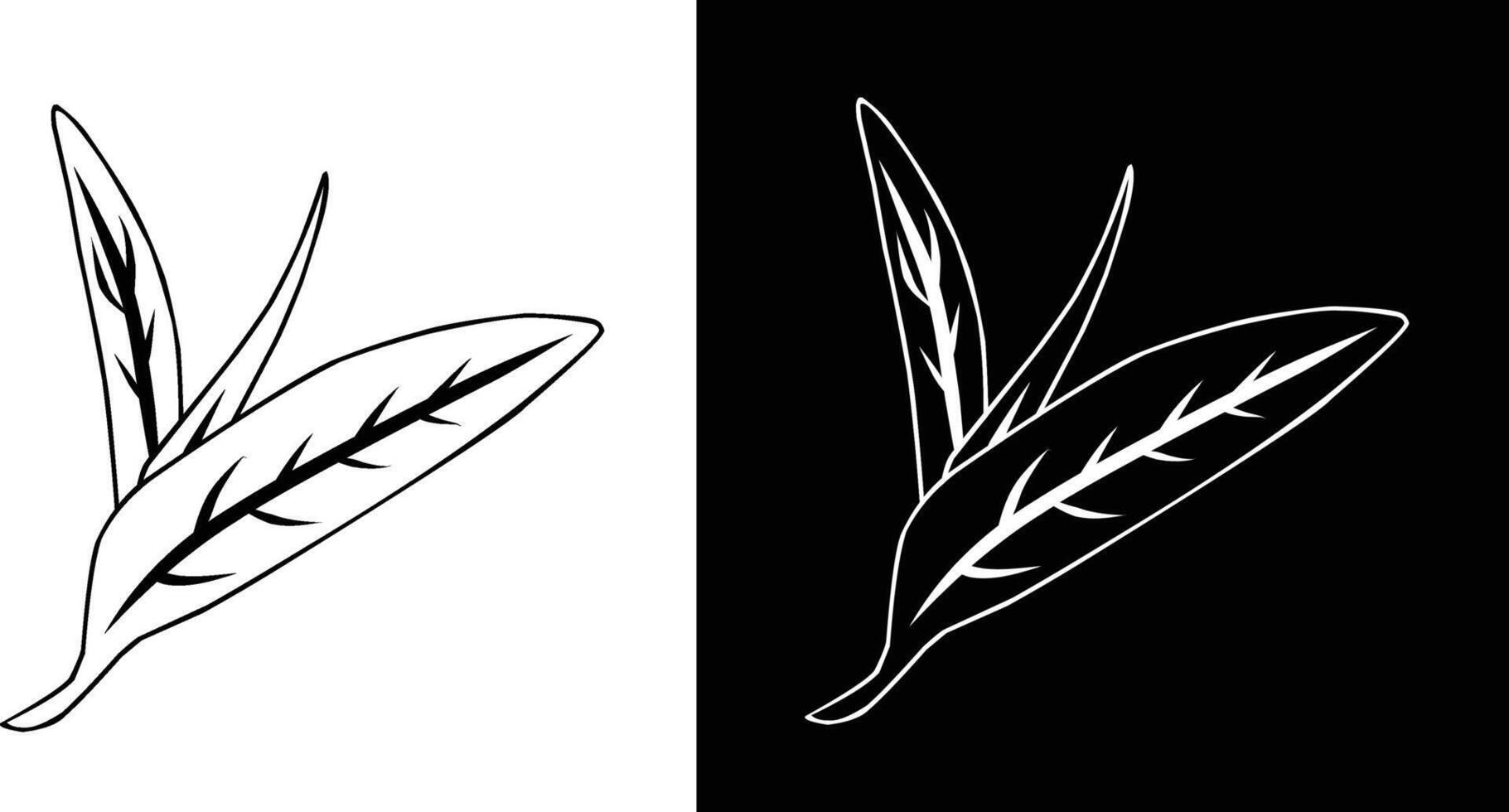Hand-Drawn Tea Leaves Design with Black and White Background Variants vector